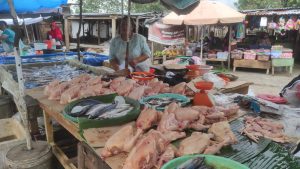 Caption Poto : Pedagang Ayam dan Ikan Di Pasar Pulau Mas Tebing Tinggi