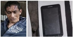 Kandar saat diamankan di Mapolsek Tebing Tinggi bersama barang bukti, (Poto: Humas Polres Empat Lawang/Fir/KBR)