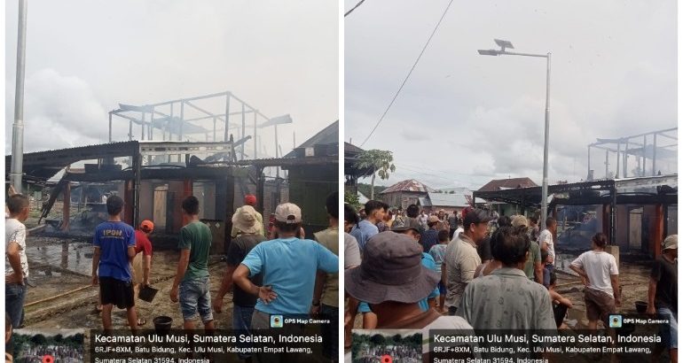 Dua Rumah di Desa Batu Bidung Hangus Terbakar, Diduga Akibat Korsleting Listrik. (Poto: Kabarempatlawang com)